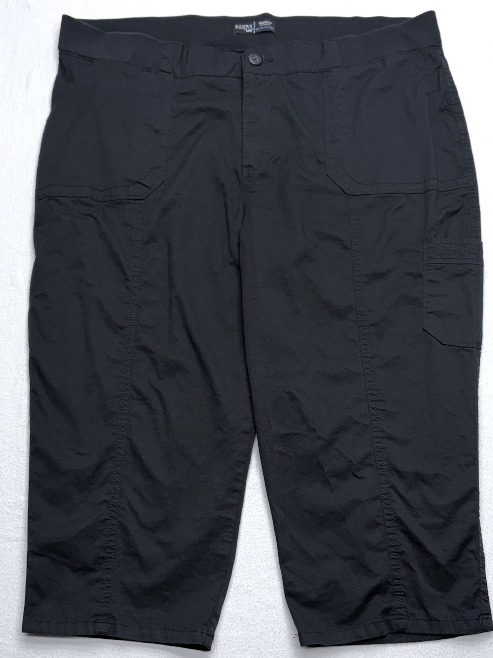 Riders by Lee Skimmer Pants Black Cropped Cargo Stretch Women’s 26W
